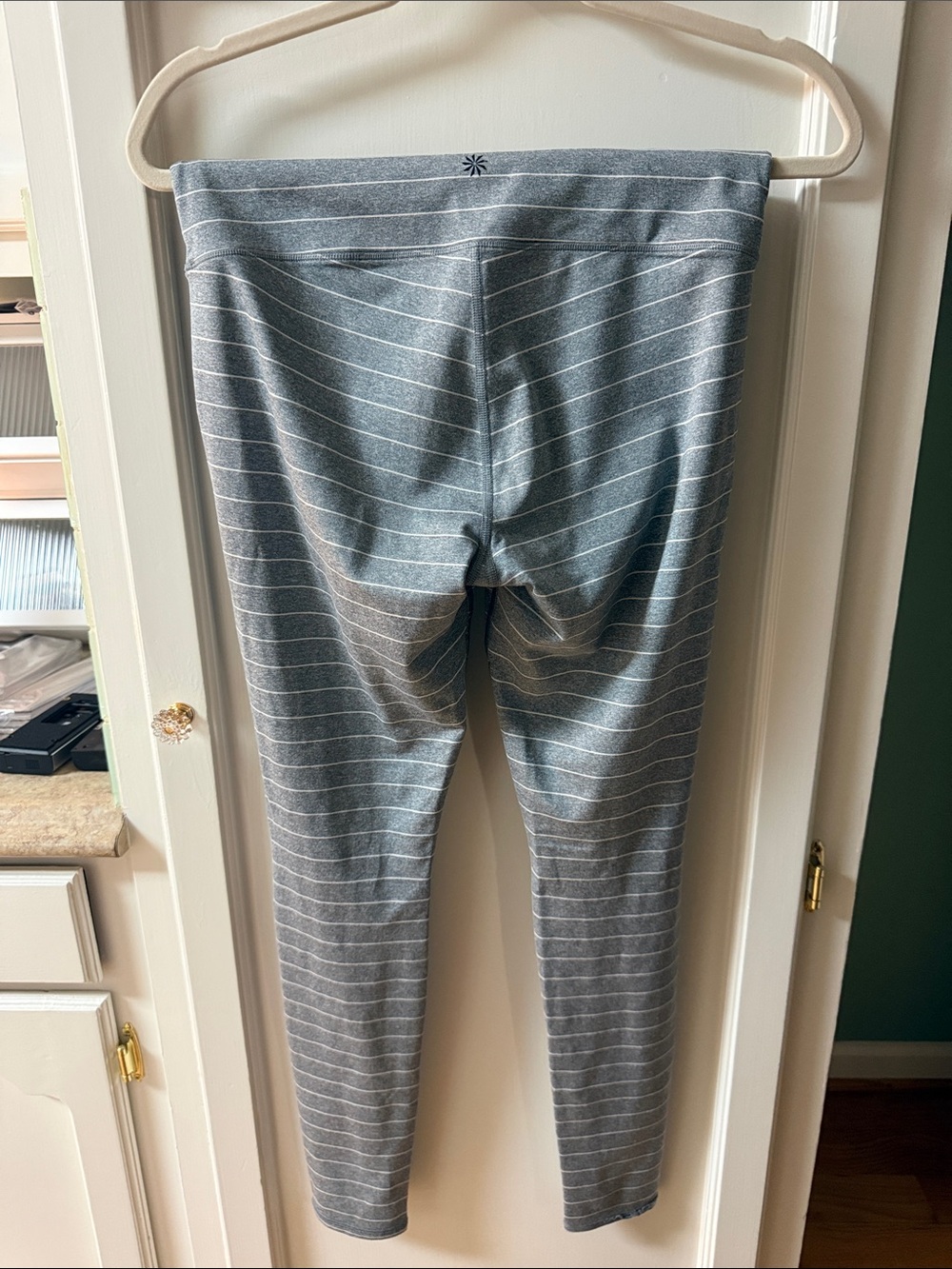 Athleta woman’s Gray Striped Leggings - Athletic Stretch